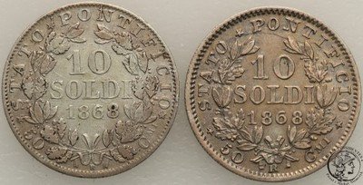 Watykan Pius IX 1846-78 10 soldi 1868 lot 2 szt