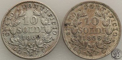Watykan Pius IX 1846-78 10 soldi 1869 lot 2 szt