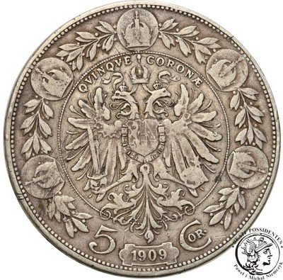 Austria 5 koron 1909 F.J.I st.3