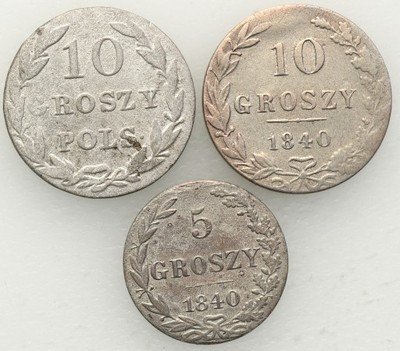 5 groszy 1840 + 10 groszy 1826 + 1840 st.3/3+