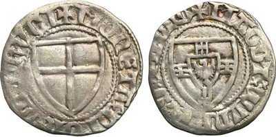 Zakon Krzyżacki Winrich 1351-90 szeląg st.3