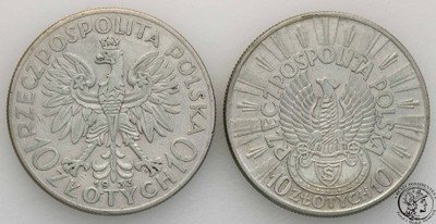 10 złotych 1933 + 1934 lot 2 sztuk st.3+