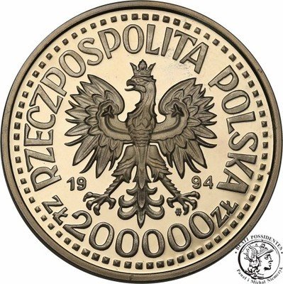 200 000 złotych 1994 Zygmunt Stary półpostać st.L