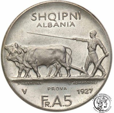 Albania Restrike 5 Franga 1927 st.1-