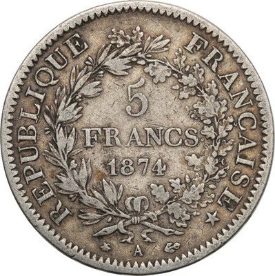 Francja 5 Franków 1874 A st.3