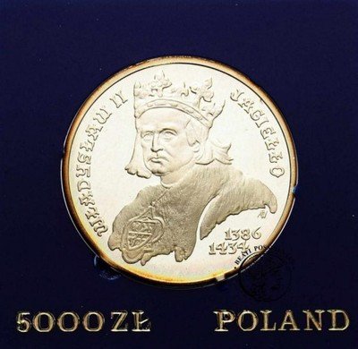5000 złotych 1989 Wł. Jagiełło - popiersie st.L