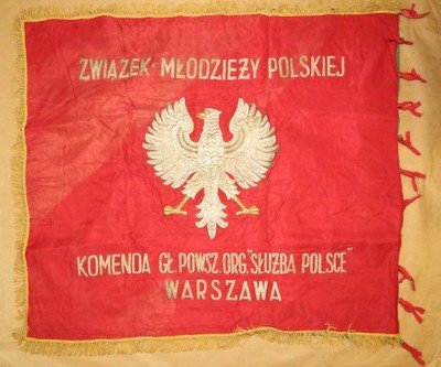 Oryginalny sztandar ZMP ''Służba Polsce''