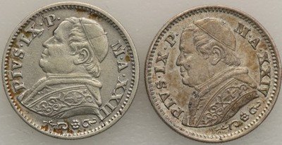 Watykan Pius IX 1846-78 10 soldi 1869 lot 2 szt