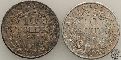 Watykan Pius IX 1846-78 10 soldi 1867 lot 2 szt