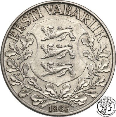 Estonia 1 Kroon 1933 Lira st.1 PIĘKNA