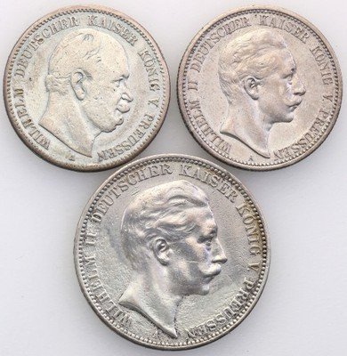 Niemcy Prusy monety srebrne lot 3 szt. st.3