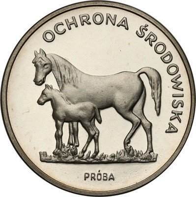 PRÓBA SREBRO 100 złotych 1981 konie st.L