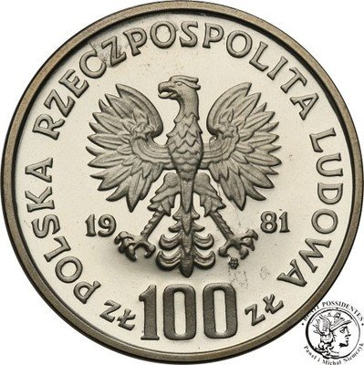 PRÓBA SREBRO 100 złotych 1981 konie st.L