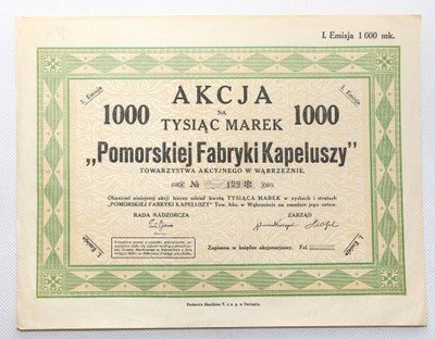 II RP Pomorska Fabryka Kapeluszy Wąbrzeźno - akcja