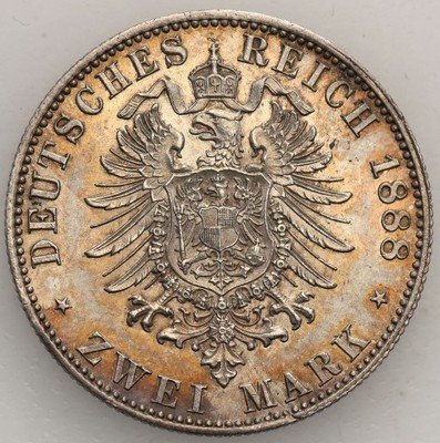 Niemcy Prusy 2 Marki 1888 A Fryderyk III st.1-