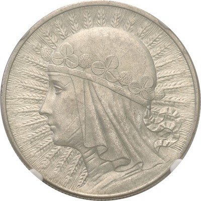 Polska II 10 złotych 1932 głowa kobiety NGC MS61