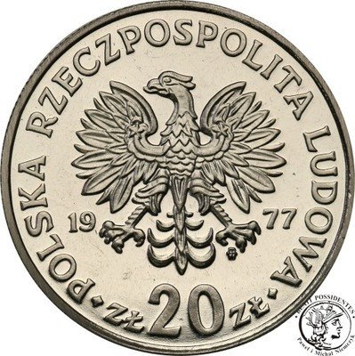 PRÓBA Nikiel 20 złotych 1977 Konopnicka st.L