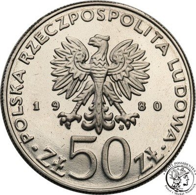 PRÓBA Nikiel 50 złotych 1980 Chrobry st.L
