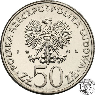 PRÓBA Nikiel 50 złotych 1981 Śmiały st.L