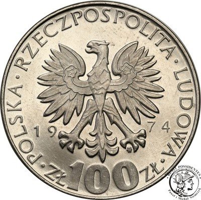 PRÓBA Nikiel 100 złotych 1974 Skłodowska st.L-