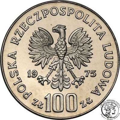 PRÓBA Nikiel 100 złotych 1975 Paderewski st.L