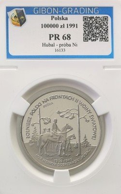 PRÓBA Nikiel 100 000 złotych 1991 Hubal st.L