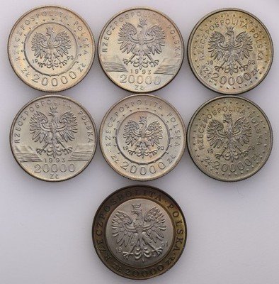 III RP 7 x monety kolekcjonerskie 1991-93 st.1/1-