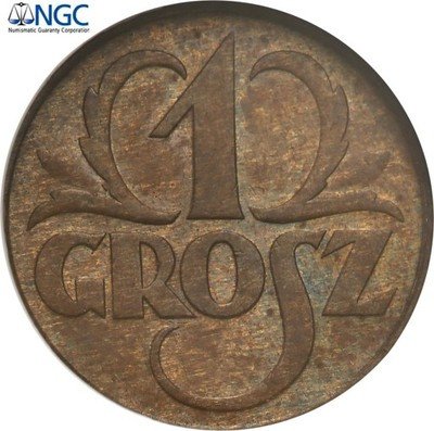 II RP 1 grosz 1935 NGC MS63 BN