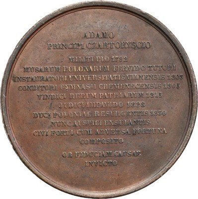 Adam książę Czartoryski medal 1847 Barre Paryż st2