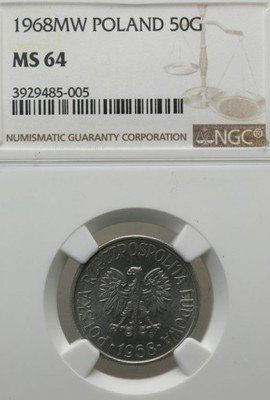 50 groszy 1968 aluminium NGC MS64