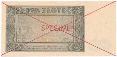 Banknot WZÓR / SPECIMEN 2 złote 1948 seria BU st.1