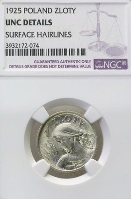 II RP 1 złoty 1925 NGC UNC