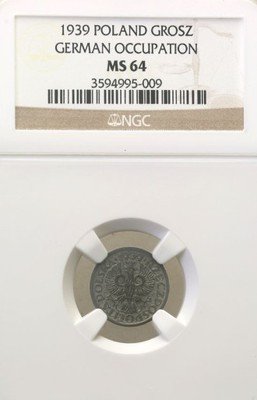 Generalna Gubernia 1 grosz 1939 cynk NGC MS64