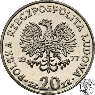 PRÓBA Nikiel 20 złotych 1977 Konopnicka st.L