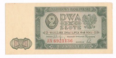 Banknot 2 złote 1948 seria AN st.2+