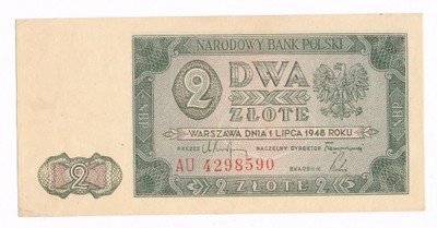 Banknot 2 złote 1948 seria AU st.1-