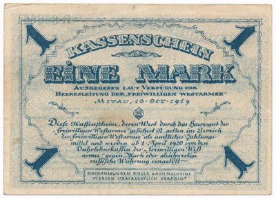 Banknot Rosja Mitawa 1919 1 Mark / 1 Marka st.2