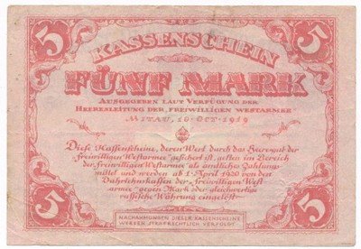 Banknot Rosja Mitawa 1919 5 Mark / 5 Marek st.4