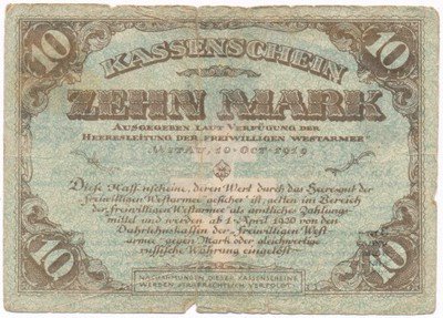 Banknot Rosja Mitawa 1919 10 Mark / 10 Marek st.5