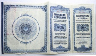 II RP obligacja 1920 r. 100 dolarów w złocie