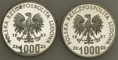 PRÓBA SREBRO 1000 złotych 1987 lot 2 sztuk st.L-