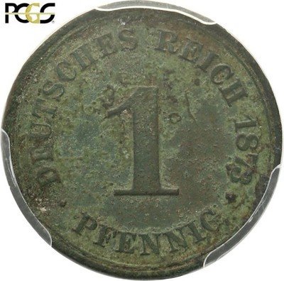 Niemcy Kaiserreich 1 Pfennig 1873 A PCGS Genuine