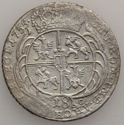 Polska August III Sas ort 1755 (efraim) st.2-