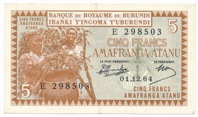 Burundi 5 franków 1964 st.2