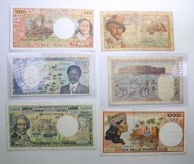 Banknoty Francja (kolonie) banknoty zestaw 5 sztuk