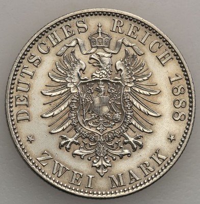 Niemcy Prusy 2 Marki 1888 A Friedrich III st.2