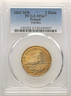2 złote 2002 żółw błotny PCGS MS67