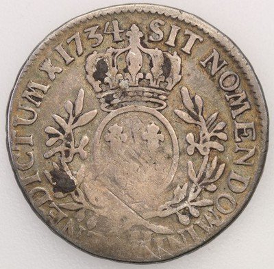 Francja Ludwik XV ecu 1734 H la Rochelle st.4