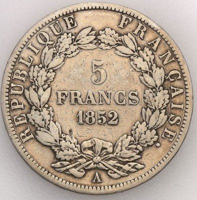 Francja 5 franków 1852 A Paris st.3