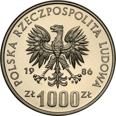 PRÓBA Nikiel 1000 zł 1986 Pomoc Szkole st.L